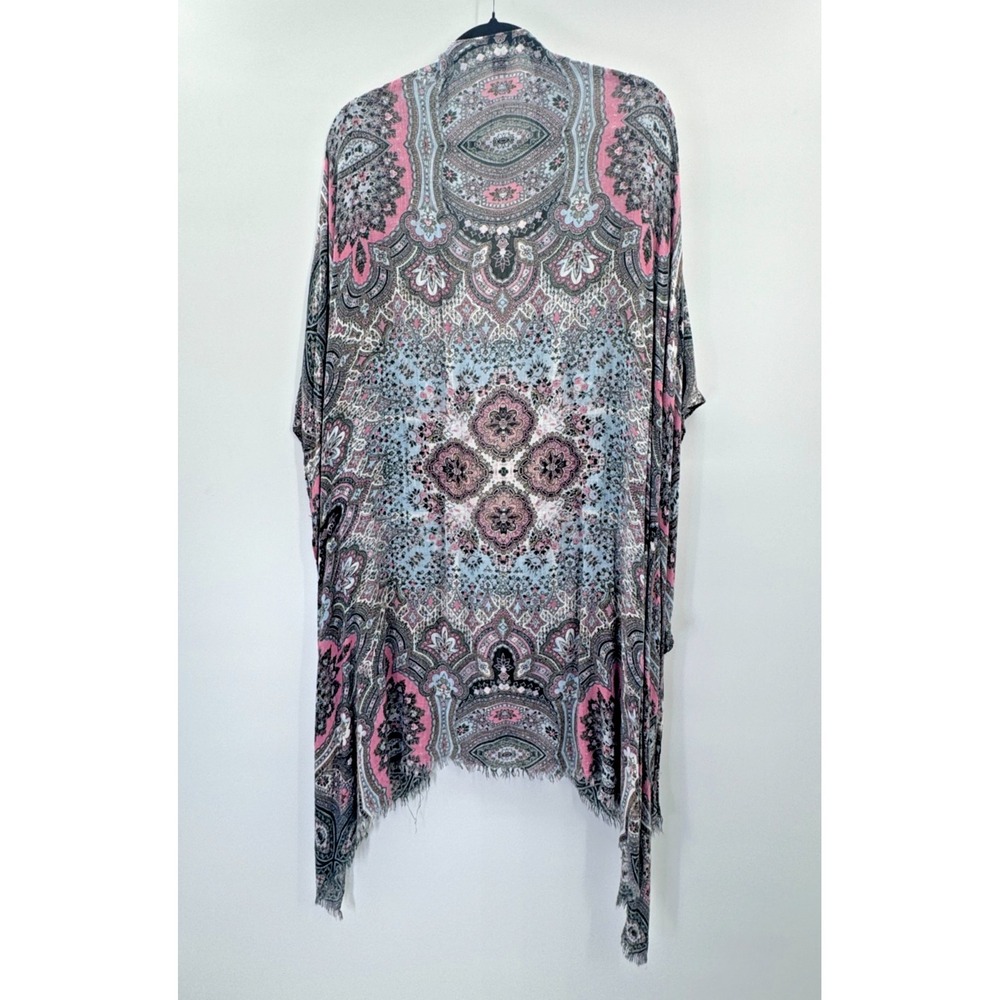 American Eagle Kimono Boho Mandala Indian OS Swim Cover Up Wrap Multicolor Light